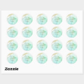 Sticker Rond Cadeau simple pour Baby Shower or et vert (Feuille)