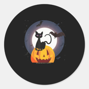 Sticker Rond Cadeau Spider   Halloween Black Cat Spider Citroui