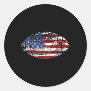 Sticker Rond Cadeau Vintage Football Usa Drapeau Américain