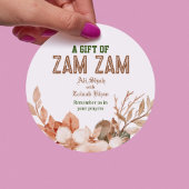 Sticker Rond Cadeau Zam Zam floral en or rose