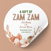Sticker Rond Cadeau Zam Zam floral en or rose