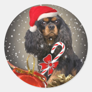 Sticker Rond Cadeaux cavaliers du Roi Charles Père Noël