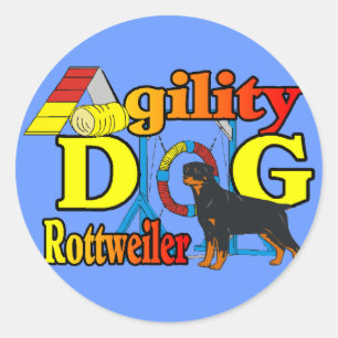 Sticker Rond Cadeaux d'agilité de rottweiler