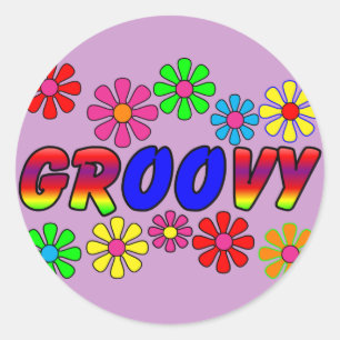 Sticker Rond Cadeaux d'alimentation à fleurs rétro des années 7