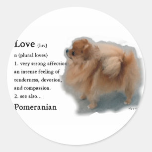 Sticker Rond Cadeaux d'amants de Pomeranian