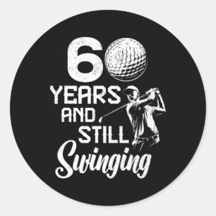Sticker Rond Cadeaux d'anniversaire de 60 ans Golfer Vintage 60