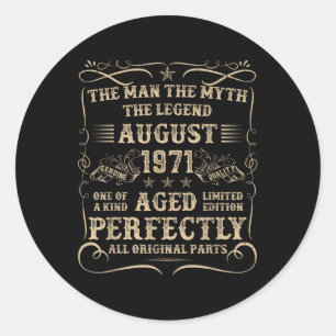 Sticker Rond Cadeaux d'anniversaire pour hommes de 54 ans août