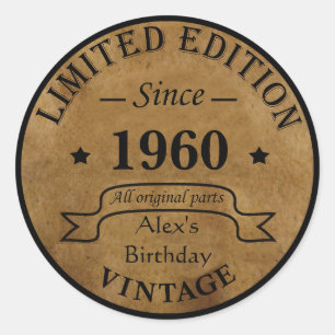 Sticker Rond Cadeaux d'anniversaire vintages personnalisés