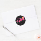 Sticker Rond Cadeaux d'art Flamant rose tropical (Enveloppe)