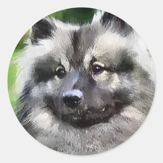 Sticker Rond Cadeaux d'art Keeshond (Devant)