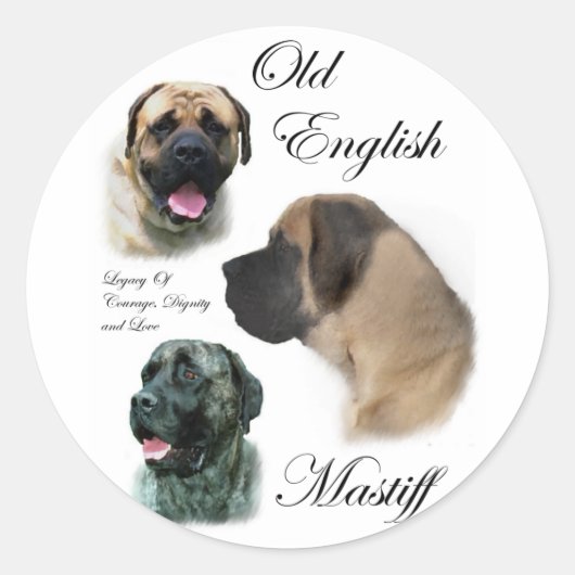 Sticker Rond Cadeaux d'art Mastiff anglais (Devant)