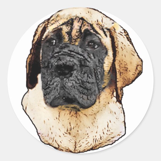 Sticker Rond Cadeaux d'art Mastiff anglais (Devant)