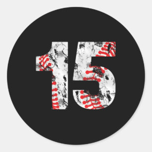 Sticker Rond Cadeaux de 15 ans Numéro 15 Baseball 15e Anniversa