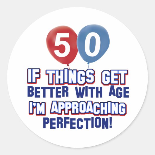 Sticker Rond Cadeaux de 50 ans (Devant)