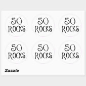 Sticker Rond Cadeaux de 50e anniversaire, 50 ROCKS (Feuille)