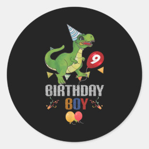 Sticker Rond Cadeaux de 9 ans 9e anniversaire garçon Rawr I'm 9
