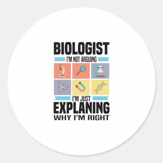 Sticker Rond Cadeaux de biologie | Biologistes Enseignant Scien (Devant)