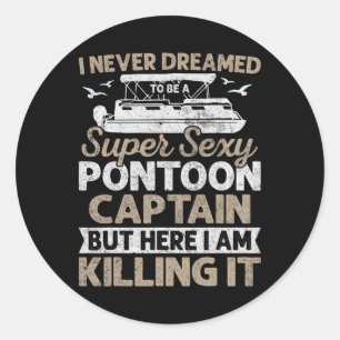 Sticker Rond Cadeaux de capitaine de ponton Super Y drôles de b