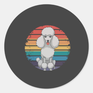 Sticker Rond Cadeaux de chien amateur de caniche rétro pour hom
