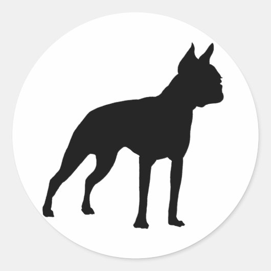 Sticker Rond Cadeaux de chiens de Boston Terrier (noir) (Devant)
