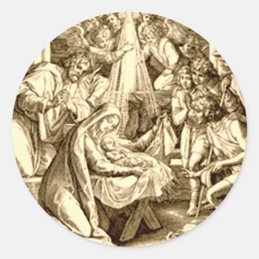 Sticker Rond Cadeaux de crèches pour Noël (Devant)