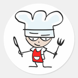 Sticker Rond Cadeaux de cuisine avec dessin animé amusant - Des