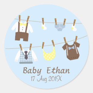Sticker Rond Cadeaux de fête de Baby Shower pour Petit Gentlema