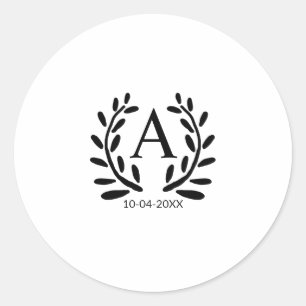 Sticker Rond Cadeaux de garçon d'honneur avec monogramme ANNÉE