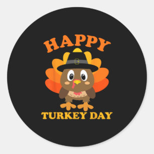 Sticker Rond Cadeaux de jour de dinde heureux Chemises de Thank
