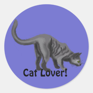 Sticker Rond Cadeaux de lover de chat gris Tabby