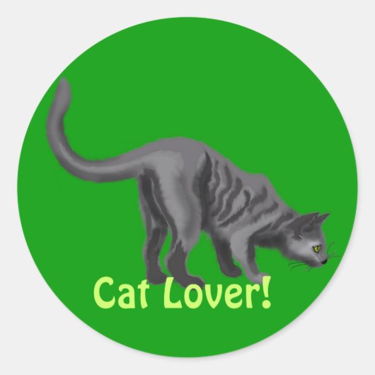 Sticker Rond Cadeaux de lover de chat gris Tabby (Devant)