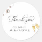 Sticker Rond Cadeaux de Mariage Remerciements Perles et Prosecc (Devant)