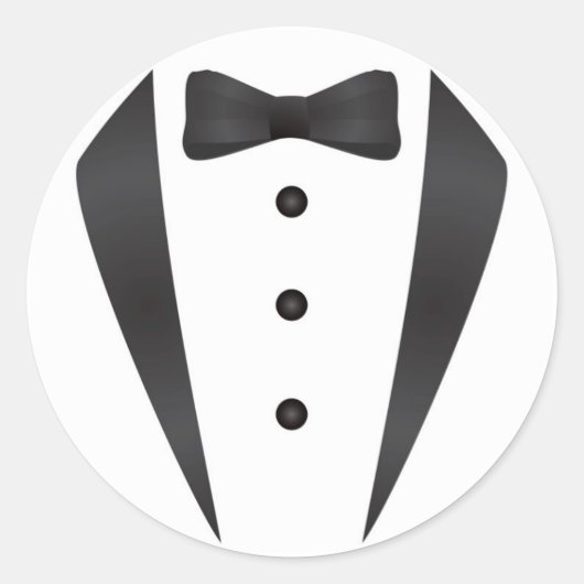 Sticker Rond Cadeaux de mariage Tuxedo et accessoires pour mari (Devant)