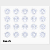 Sticker Rond Cadeaux de mariage victorien bleu pour la mariée (Feuille)