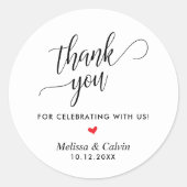 Sticker Rond Cadeaux de Merci Mariage classique moderne (Devant)