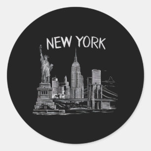 Sticker Rond Cadeaux de New York pour hommes femmes NY Ville Vi