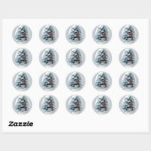 Sticker Rond Cadeaux de Noël Basenji (Feuille)