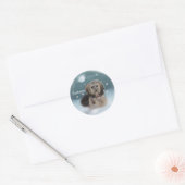 Sticker Rond Cadeaux de Noël Cockapoo (Enveloppe)
