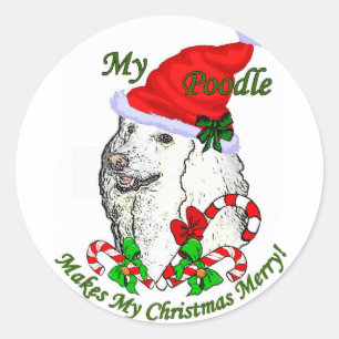 Sticker Rond Cadeaux de Noël de caniche