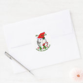 Sticker Rond Cadeaux de Noël de caniche (Enveloppe)