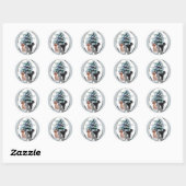 Sticker Rond Cadeaux de Noël de caniche (Feuille)