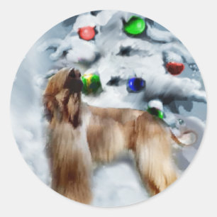 Sticker Rond Cadeaux de Noël de Hound Afghanistan