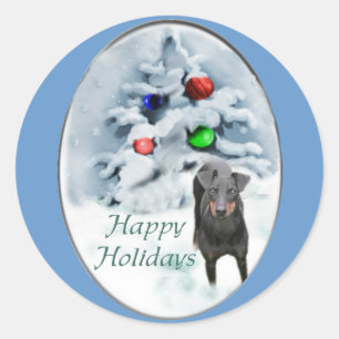 Sticker Rond Cadeaux de Noël de Manchester Terrier