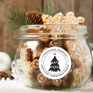 Sticker Rond Cadeaux de Noël modernes personnalisés avec cœur