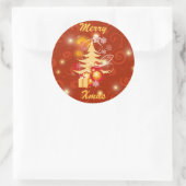 Sticker Rond Cadeaux de Noël rouge et or (Sac)