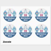 Sticker Rond Cadeaux de nouveauté aux robots cool (Feuille)