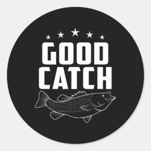 Sticker Rond Cadeaux de pêche drôles Bonne prise