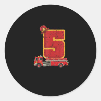 Sticker Rond Cadeaux de pompier de 5 ans Anniversaire