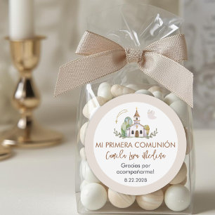 Sticker Rond Cadeaux de première communion pour fille mignonne