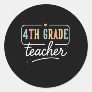 Sticker Rond Cadeaux de professeur de cœur de quatrième année 4